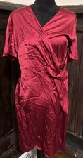Lilysilk Red Wrap Dress XL Silk  Quiet Luxury Old Money