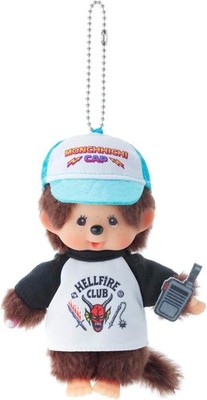 Monchhichi  x Stranger Things Keychain Plush Mascot Helfire Club NEW Japan