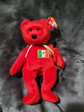 Ty Beanie Babies Osito Red Bear Mexican Flag Retired Original