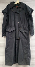VINTAGE OILSKIN TRENCH COAT DUSTER OUTBACK TRADING CO BLANKET LINED BLACK MEDIUM