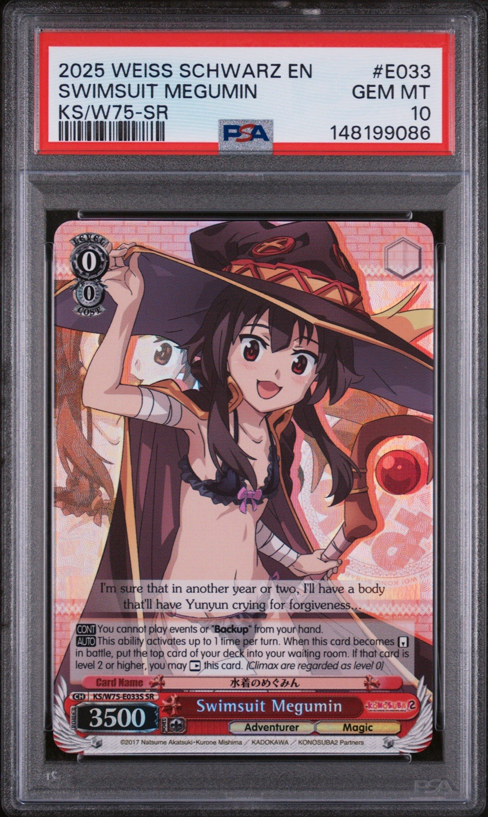 2025 Weiss Schwarz Swimsuit Megumin SR E033 English Foil PSA 10