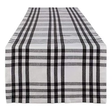  Home Sweet Farmhouse Plaid Tabletop Collection, Table Runner, 14x72" Black