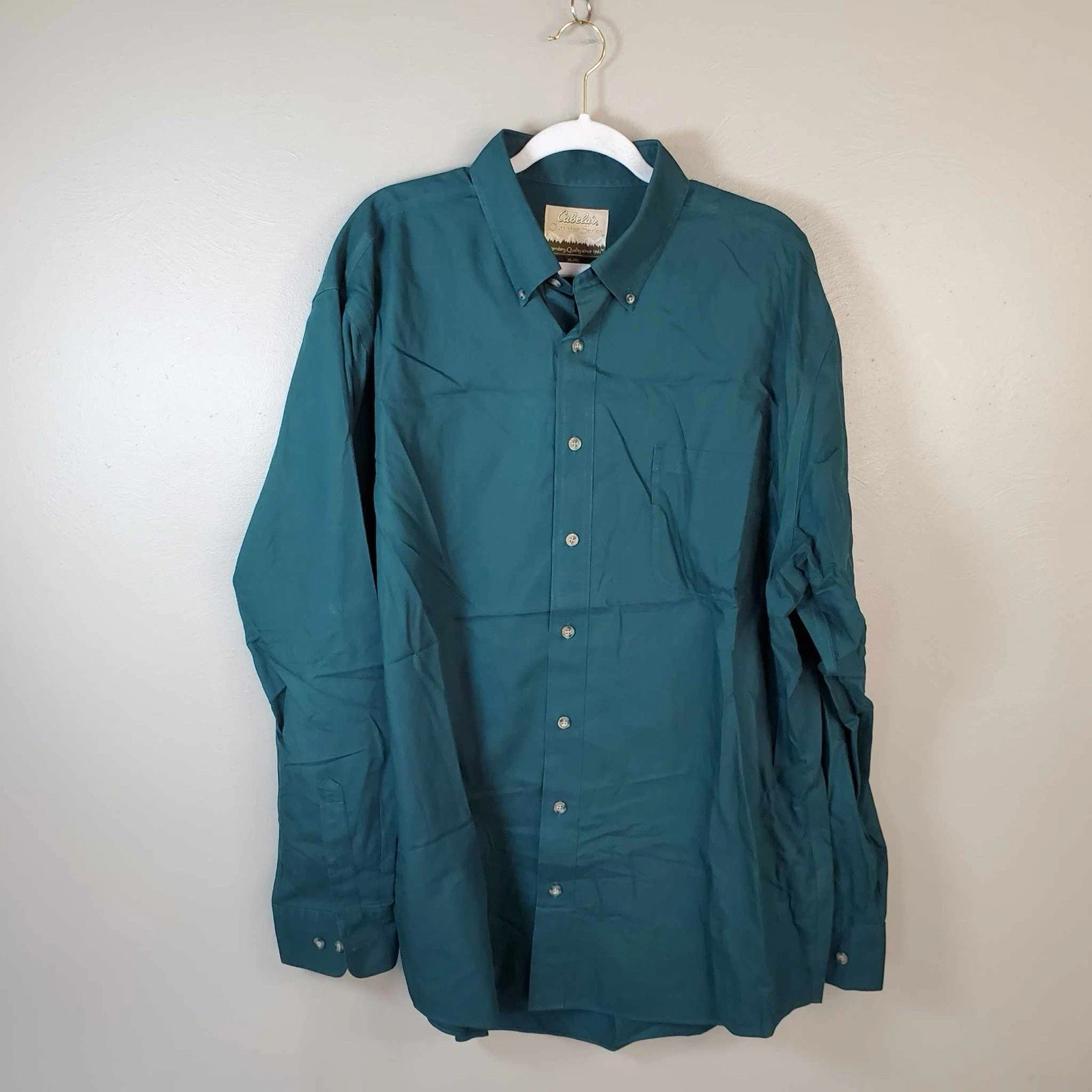 Cabelas Long Sleeve Button Up XL Mens Hunter Green Outdoor Work Wear Hunting
