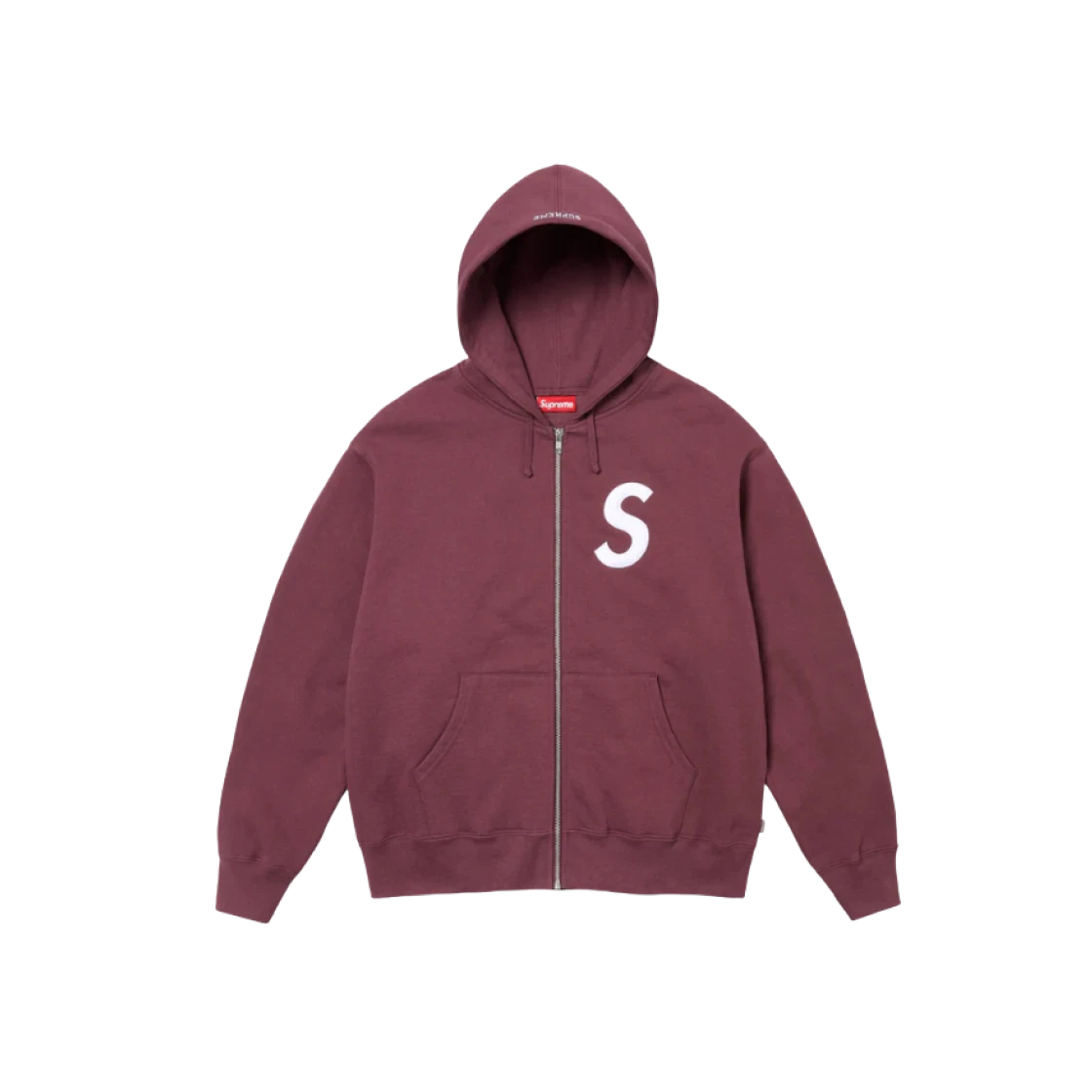 Sweat à capuche zippé logo Supreme S marron   24FW