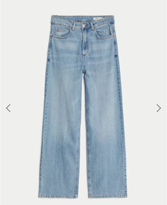 Marks & Spencer Damenjeans weites Bein M&S Größe 18 20 22 & 24 LT blau hohe Taille