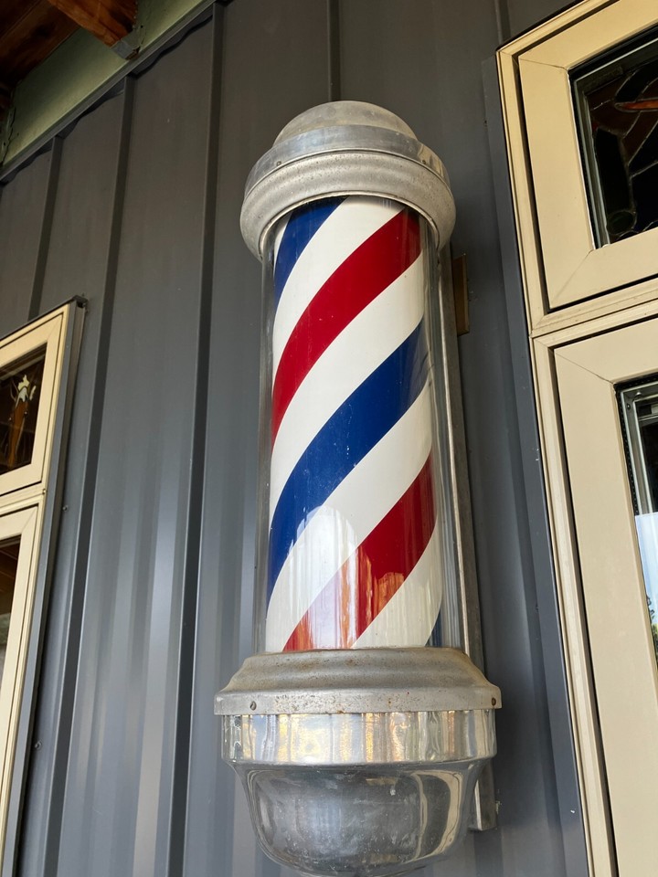 Vintage Rose Supply Co. lighted rotating Barber Pole Light