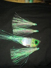 High Percentage Salmon Trolling Flies And Bait/Meat Rigs- Clear UV/ Flash Bulb