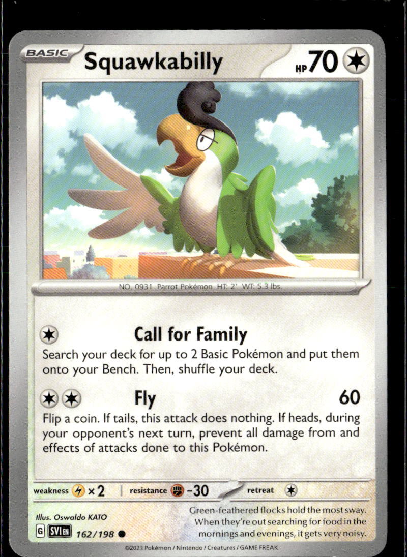 Pokemon Squawkabilly 162/198 Scarlet Violet Base Non Holo Common  2 Card Lot