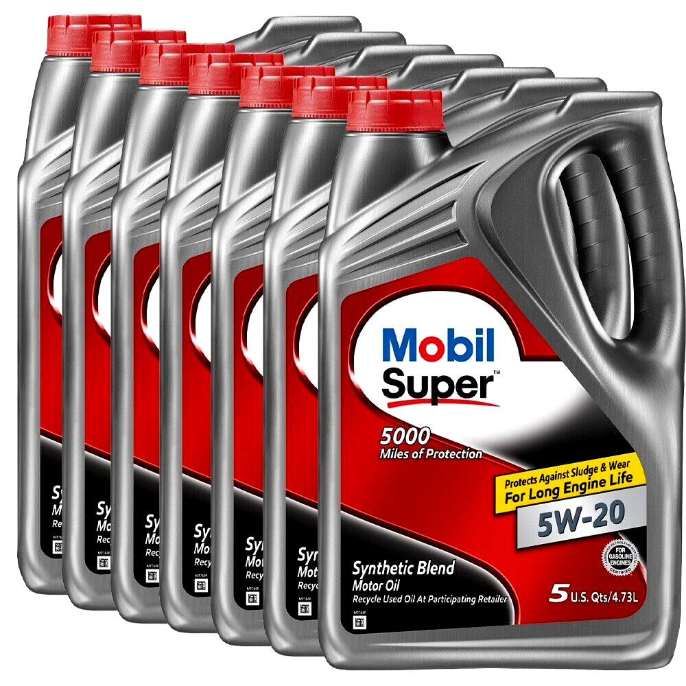 Mobil Super SAE 5W-20 Synthetic Blend Premium Engine Oil - 7 Of 5 Quart Jugs