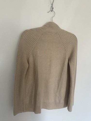 Gap Ladies Beige Knit Cardigan Size Small Petite Wool Cable Knit Open - 第 10/13 張圖片