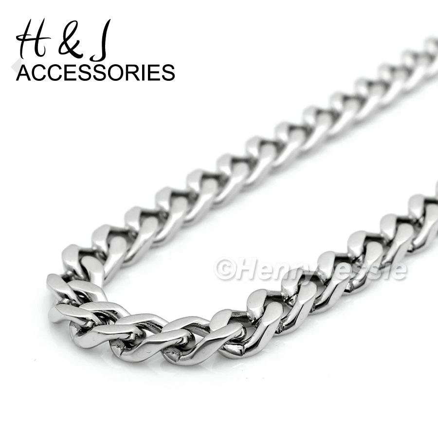 18"-36" HOMBRE Acero Inoxidable 5mm Plata Bordillo Cubano Collar Cruz Lisa Colgante*29 Foto 3 de 4