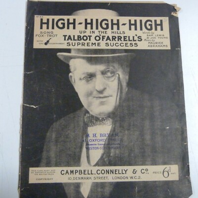 song sheet HIGH HIGH HIGH up in the hills , Talbot O' Farrells , 1927