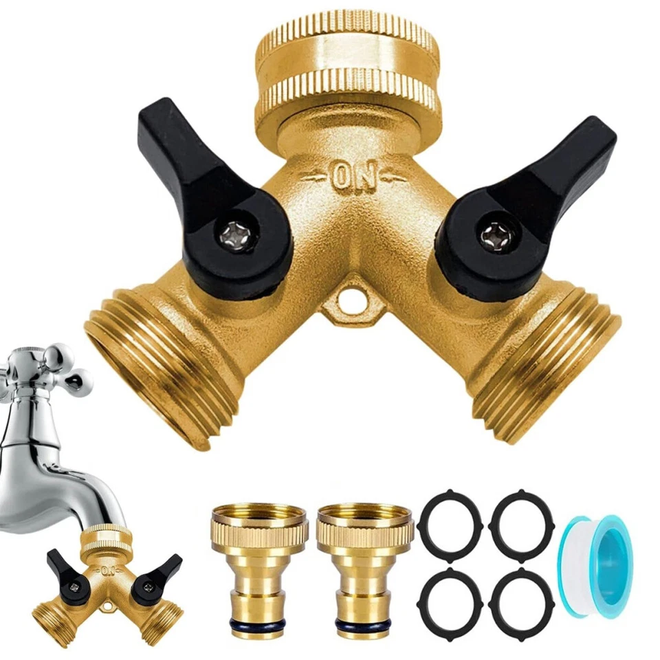 Doppelanschluß 2 Wege Wasserhahn Fitting Wasserrohr Y-Verteiler 3/4Zoll Kupplung