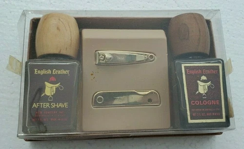 NOS Vintage MCM English Leather Cologne and Aftershave Gift Set 2oz Each