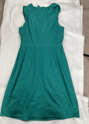 J.CREW Emerald Green Sleeveless Dressy V-Neck Dress - Women's Size 4-  ruffles