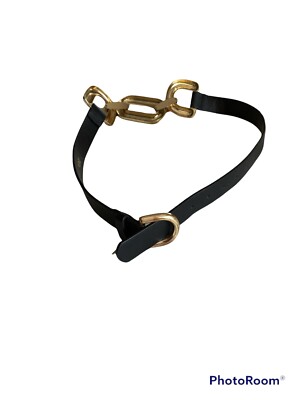 ZARA Women’s Black  Belt size 32” length 46”condition very good see all photos NEW Zara Women Black Belt Skinny Faux Leather Ornate Gold  main image 2
