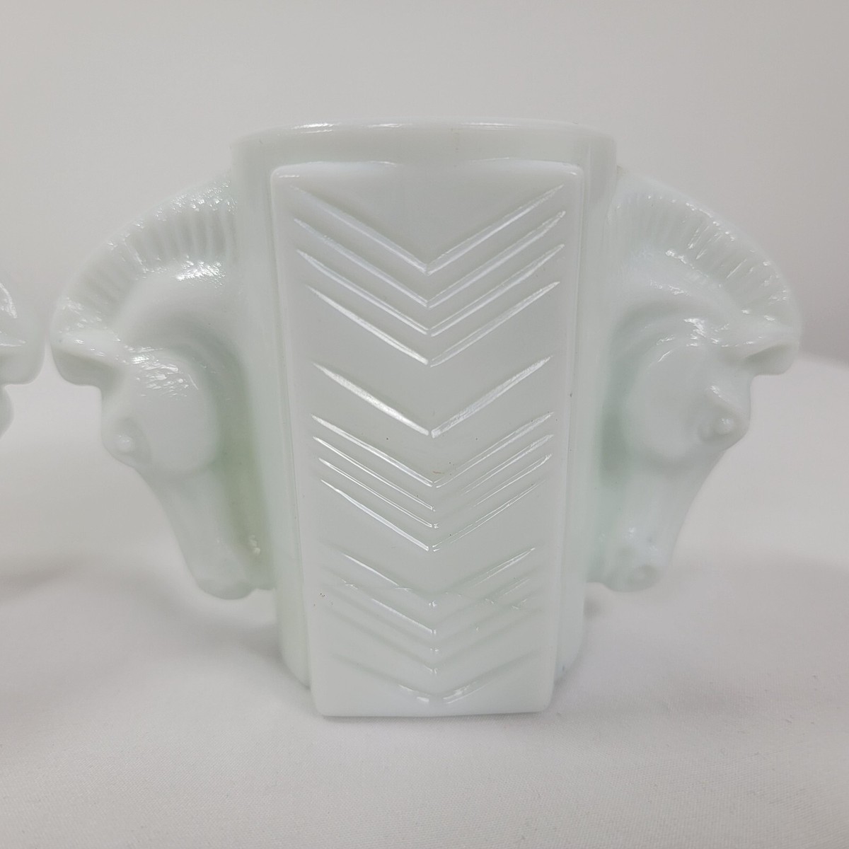 MacBeth Evans Milk Glass Vintage Double Horse Head Small White