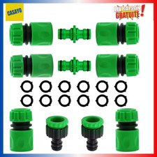 Kit Connecteurs Tuyau Arrosage Jardin 1/2" Rapide ABS Robinet Double Mâle