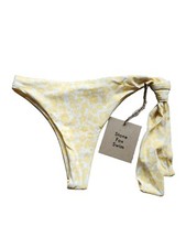 Stone Fox Swim June Bikini Bottoms, Yellow Floral, Side Tie, Size XS, NWT