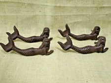 4 Cast Iron NAUTICAL MERMAID Drawer Pull Door Handles Gate Rustic Beach House