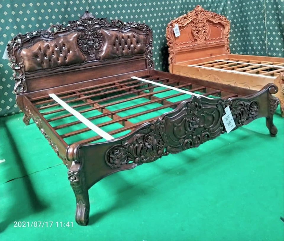 USA King 76""x80"" Caoba Francesa Rococó Marco de Cama Diseñador Muebles Barrocos Foto 3 de 3