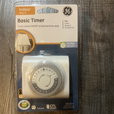 NIB GE 15119 Indoor Basic Mechanical Timer Plug In Save Energy 24 Hour
