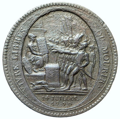 1792 FRANCE French Revolution BASTILLE Day Founding OLD Antique Medal  i111991