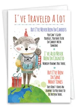 1 Funny Birthday Greeting Card with Envelope Bday Traveled A Lot  - NobleWorks