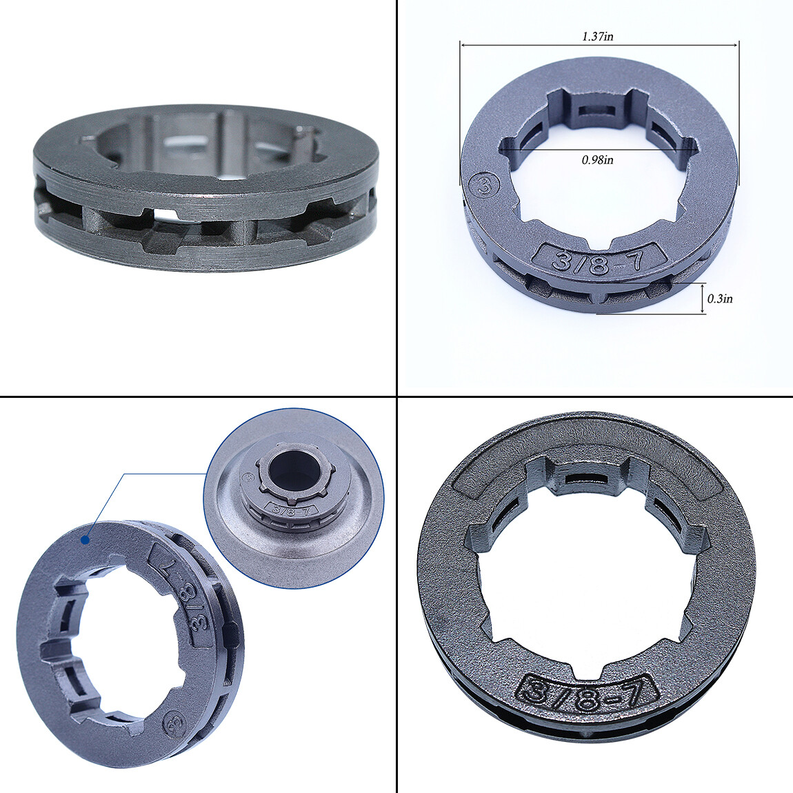 3/8" 7T Clutch Drum Cover Rim Sprocket Kit For Stihl MS460 MS362 MS361 044 046