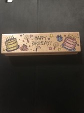 happy birthday hero arts rubber stamp