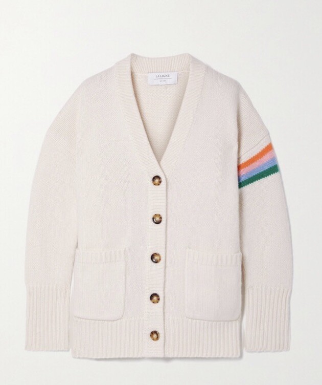 La Ligne Varsity Striped Cashmere Cardigan Size XS