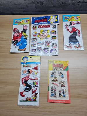 VINTAGE LOT OF 1980'S POPEYE THE SAILOR PUFFY STICKERS - NEW IN PACKAGING