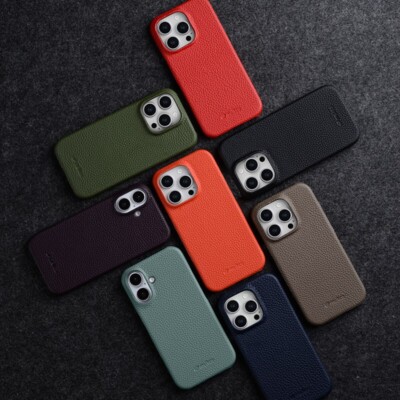 Litschi-Muster Echt Leder Cover Dünn Case Schutzhülle fr iPhone 15 16 17 Pro Max
