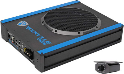 USS8 8'' 600W Slim Under-Seat Active Powered Car/Truck Subwoofer Sub, Black