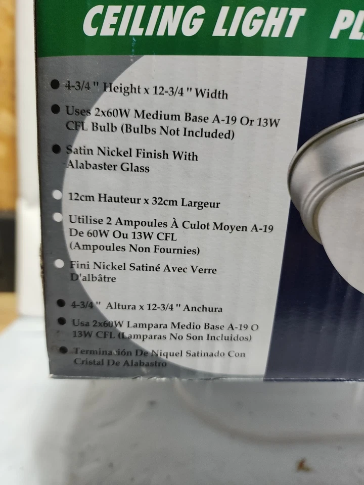 2 Hardware House Flush Mount Ceiling Light Fixture 5" x 13" Satin Nickel 11-9702 - Image 3 of 4