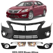 Front Bumper Cover Primed Fog Lights Assembly Kit For 2013-2015 Nissan Altima