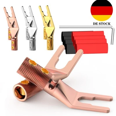 AUDIOCRAST 8stk Y Gabel Spade Stecker HiFi Audio Lautsprecherkabel Schweißfrei Bindepfosten