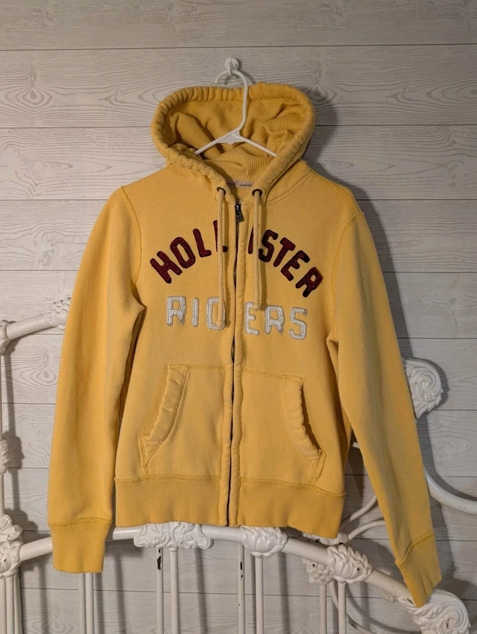 Y2K Hollister Hoodie Yellow Full Zip Women's Small Preppy