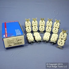 10 Leviton Almond COMMERCIAL Duplex Receptacle Outlets 15A 125V BR15-A