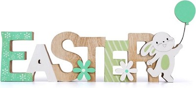 Easter Decorations Wooden Sign for Home, Farmhouse Rustic Easter Table Decor Cut
