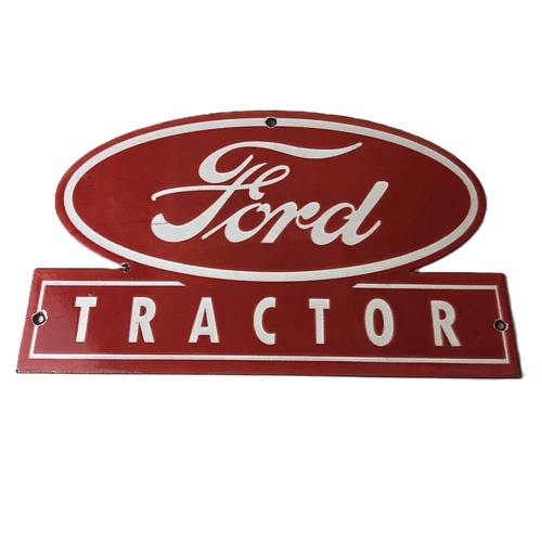Vintage Ford Tractor Sign - Gas Service Station Pump Motor Porcelain Sign