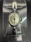Works Vtg Timex Oval Ladies Watch Cream Dial Silver Tone Stretch Band 17mm Runs