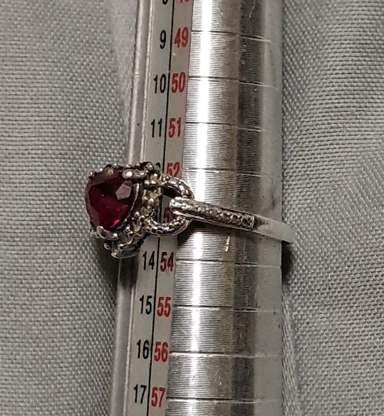 Sterling Silver Ring 925 Heart Ruby Beautiful Jew… - image 4