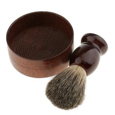 Wooden Men 's Shaving Brush With Shave Mug Bowl Barber Beard