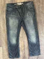 Ecko Unltd. Straight Fit Rawthentic Denim Jeans Dark Blue Embroidered Logo
