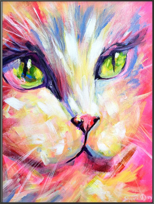 Original Cat/Kitten 11 X 14 Painting Handsigned  Modern Home Wall Art 