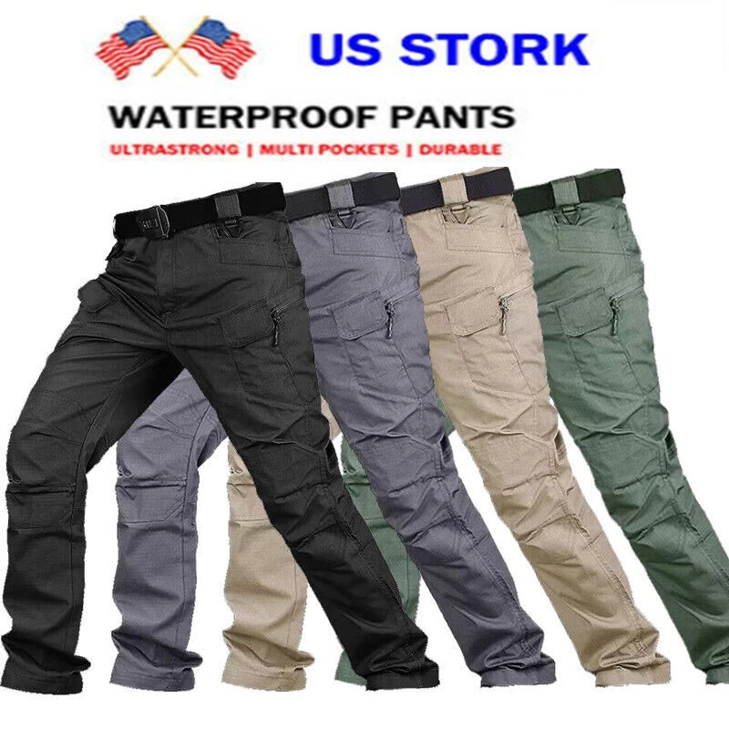 Mens Cargo Pants Tactical Waterproof Work Outdoor Hiking Combat Trousers USA
Opens in a new window o