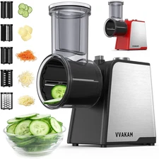 Electric Cheese Grater,300W DC Motor Salad Maker,Electric Slicer Shredder with 5