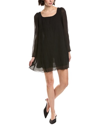 Ganni Pleated Georgette Mini Dress Women's Black 32