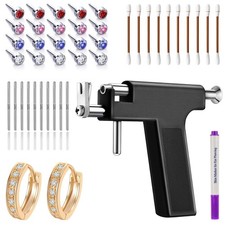 Ear Piercing Gun Kit, Professional Body Earrings Piercing Kit with a Pair of 18K
